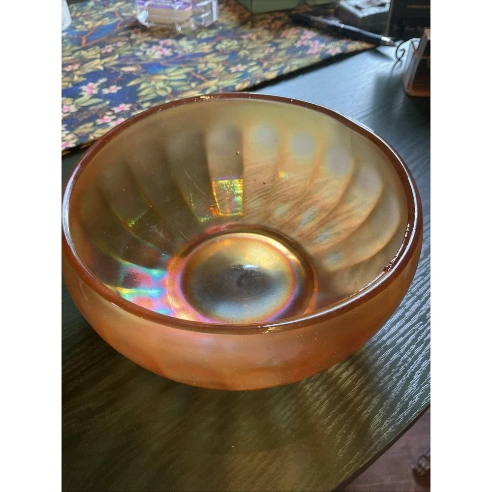 VTG‎ Imperial Glass CHESTERFIELD Line 600 Carnival Marigold Rose/Nut Bowl